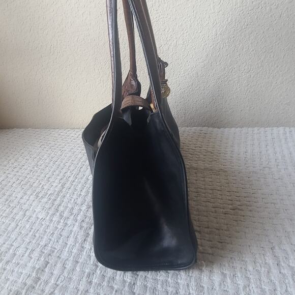 Brahmin Black and Brown Croc Embossed Leather Handbag - Picture 4 of 9
